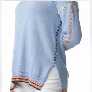 Zaket & Plover Blue Contrast Stitch Knit Sweater Size L